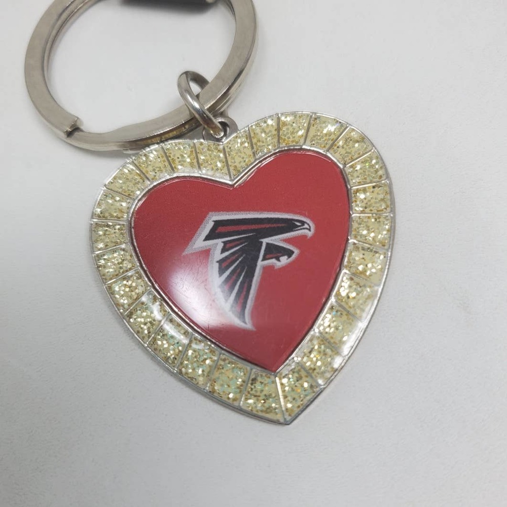 Rico Industries NFL Metal Rhinestone Heart Keychain - Atlanta Falcons
